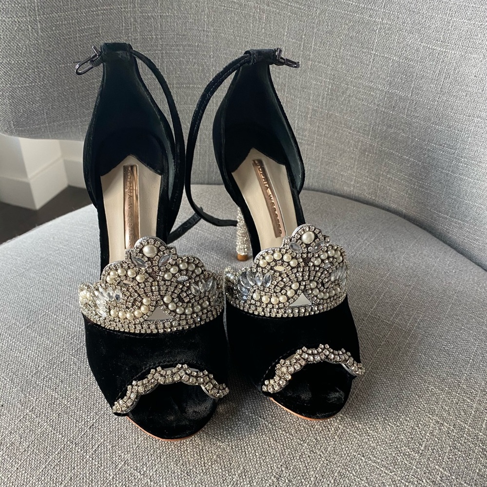Sophia Webster Velvet Crown Heels